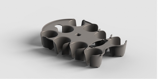 ArmCaddy product render — top view of the 9-well bicep-cradle tray
